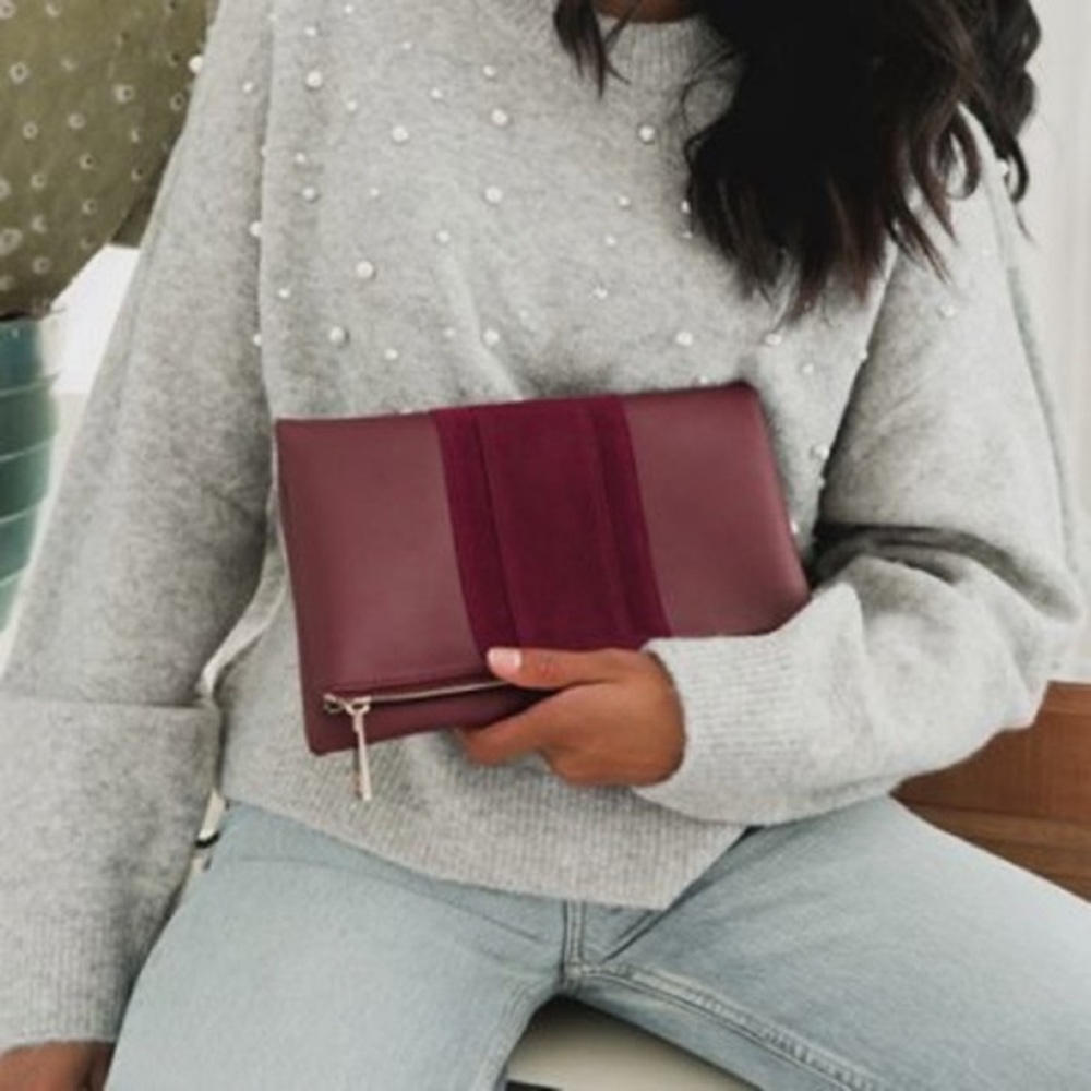 NWOT Summer and Rose Foldable Vegan Leather Clutch